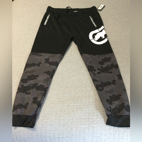 Ecko Unlimited Black w/ Gray Camo Sweatpants Size XL EO31G624 - Picture 1 of 8